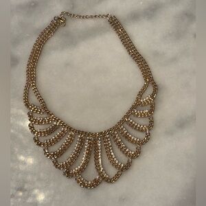 Women’s chunky statement necklace gold rhinestones